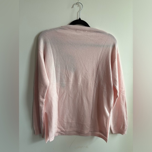 Lemonwood Wool-Cashmere Pink Floral V-neck Pullover Sweater Size Small - Picture 4 of 8